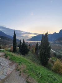 Scenic view of landscape against sky during sunset