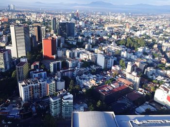 High angle view of buildings in city