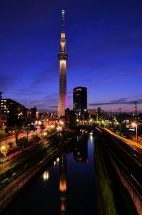 Illuminated city at night