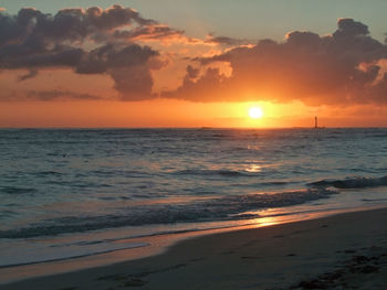 Scenic view of sea against sky during sunset