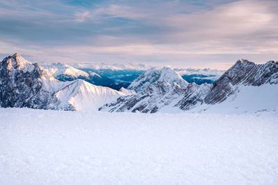 Snowcapped mountains against sky