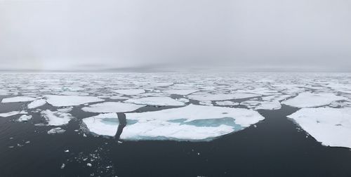 Scenic view of sea against sky during winter