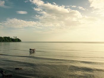 Scenic view of sea against cloudy sky