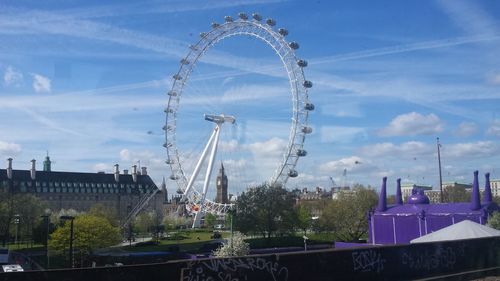 Ferris wheel against cloudy sky