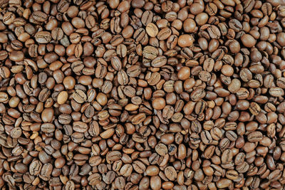 Roasted coffee beans, background, coffee texture. top view