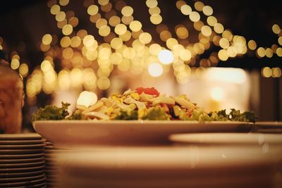 Close-up of christmas decorations on table