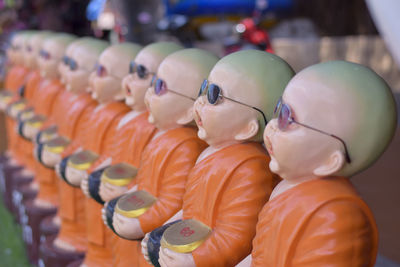 Close-up of buddha statues