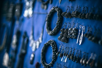 Close-up of jewelry for sale at store