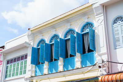 Phuket old town with building sino portuguese architecture at phuket old town area phuket, thailand.