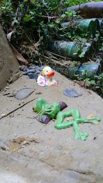 High angle view of stuffed toy