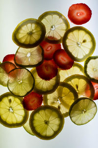 High angle view of apples on table