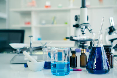 Close-up of bottles on table