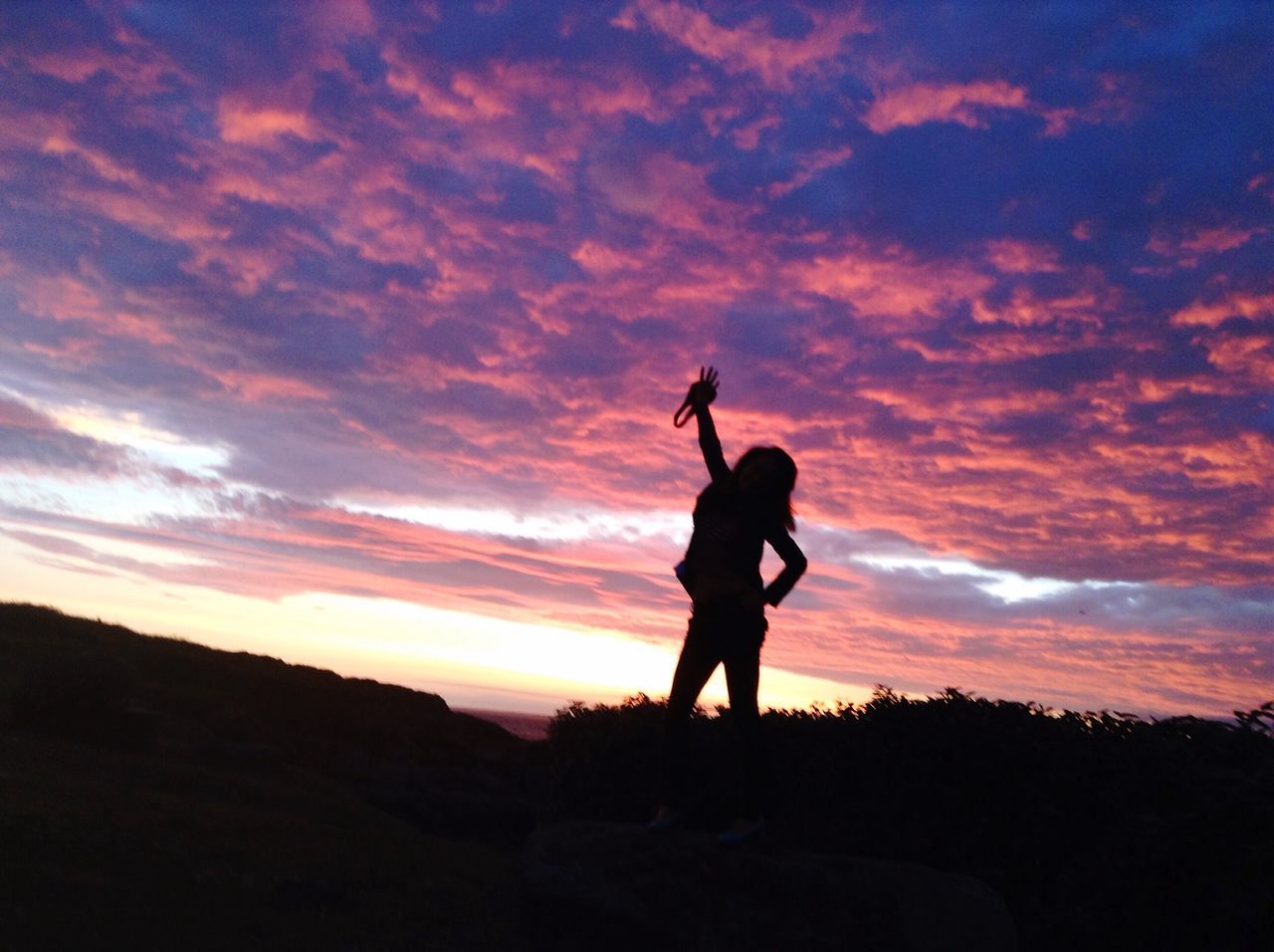 silhouette, sunset, sky, cloud - sky, men, leisure activity, full length, lifestyles, cloud, orange color, cloudy, scenics, standing, low angle view, tranquil scene, nature, beauty in nature, tranquility