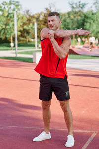 Young man playing tennis