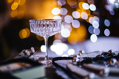 Close-up of wine glass on table