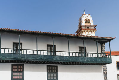 Low angle view of building against clear sky