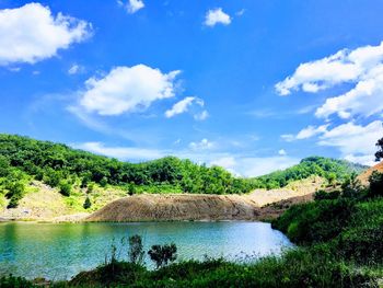 Scenic view of lake against sky