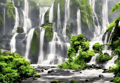 Scenic view of waterfall in forest