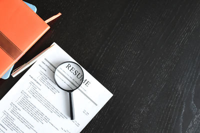High angle view of pen on table