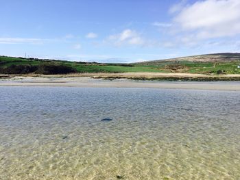 Scenic view of beach against sky