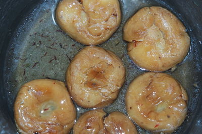 High angle view of bread in container