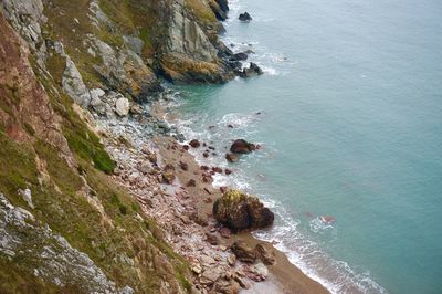 High angle view of sea