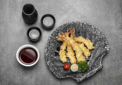 High angle view of food on table