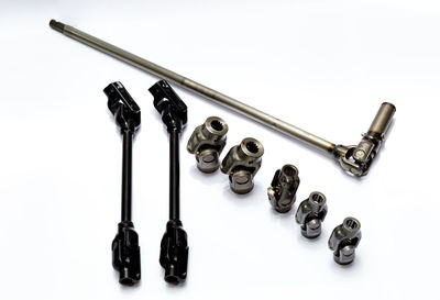 High angle view of various objects against white background