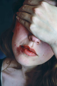 Close-up of sad mid adult woman