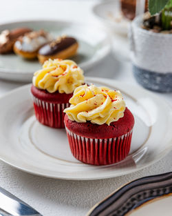 Close-up of cupcakes on table