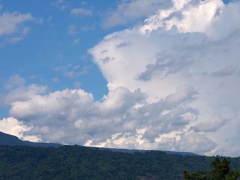 Scenic view of mountains against cloudy sky