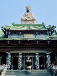 Low angle view of temple against clear sky