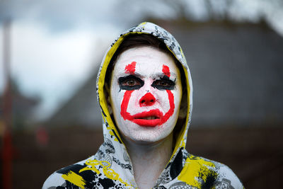 Close-up of boy with face paint