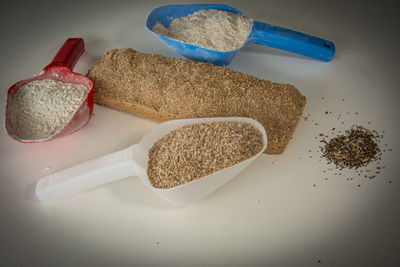 High angle view of breakfast on table