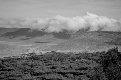Scenic view of volcanic landscape against sky