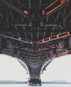 Underneath view of bridge against sky