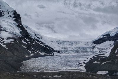 Scenic view of snow covered mountains