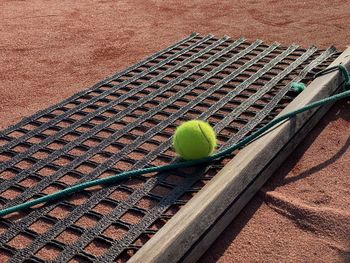 High angle view of green ball on the floor