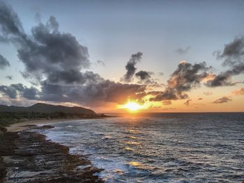 Scenic view of sea against sky during sunset