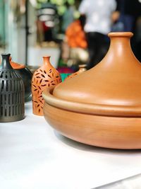 Close-up of pot on table
