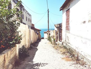 Narrow alley along houses