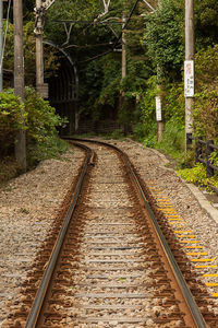 Railroad tracks on railroad track