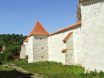 Buildings against clear sky