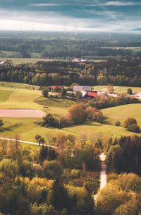 High angle view of landscape against sky