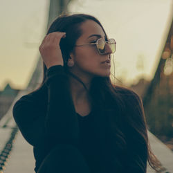 Young woman wearing sunglasses 