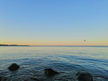 Scenic view of sea against clear sky