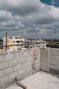 View of old building against cloudy sky