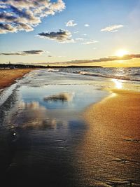 Scenic view of beach during sunset