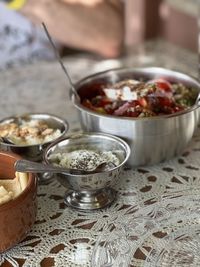 Close-up of food on table