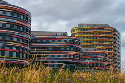 Low angle view of buildings against sky